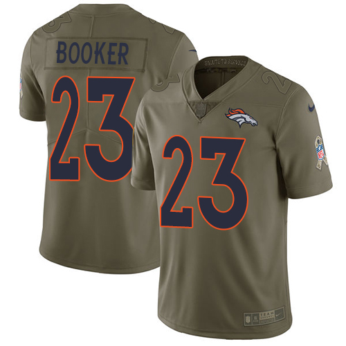 Nike Broncos #23 Devontae Booker Olive Men's Stitched NFL Limited Salute to Service Jersey